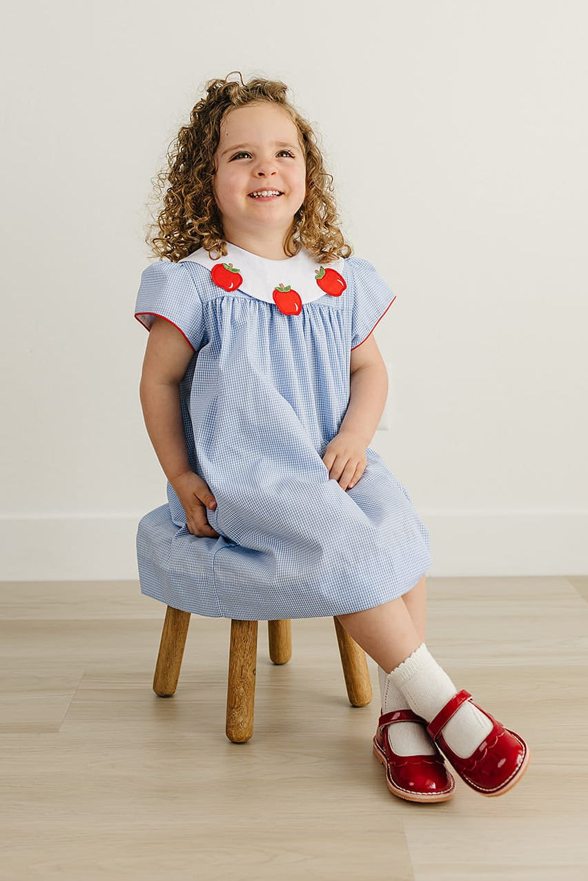 girls gingham dress Little English | Apples Bib The Veronica Dress in No chlorine bleach service description Bottom Size:29x30