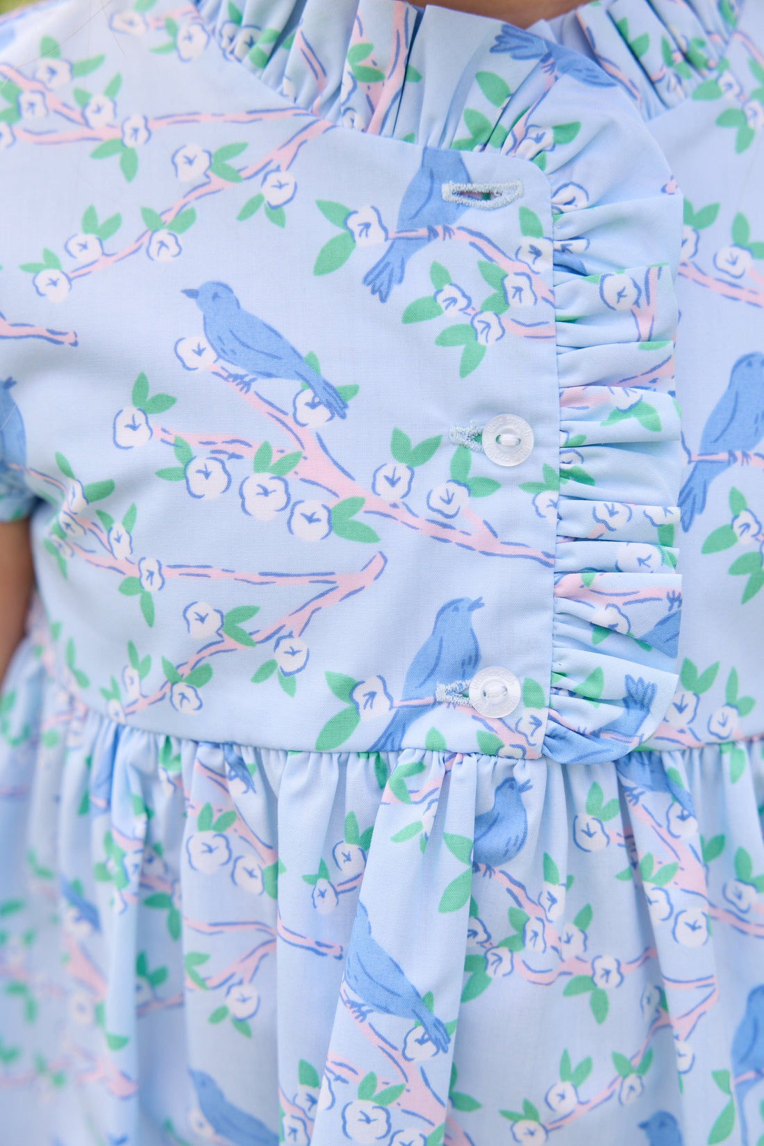 Little English | Cherry Blossoms Birdie Dress - Blue Bird Print Girl Dress 7 Little English | Cherry Blossoms Birdie Dress - Blue Bird Print Girl Dress 7