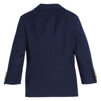 Little English traditional wool blazer for boys, classic navy blazer with gold buttons