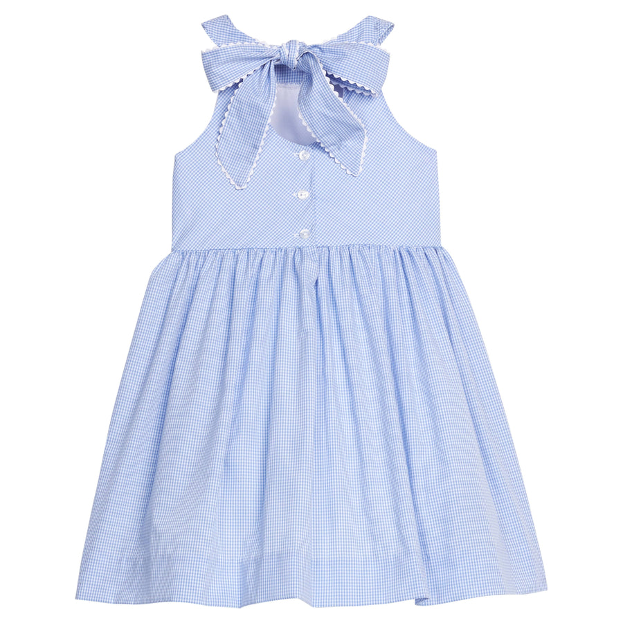 anne klein white and blue stripes bow dress Royal Mini Gingham Bow Back Annie Dress