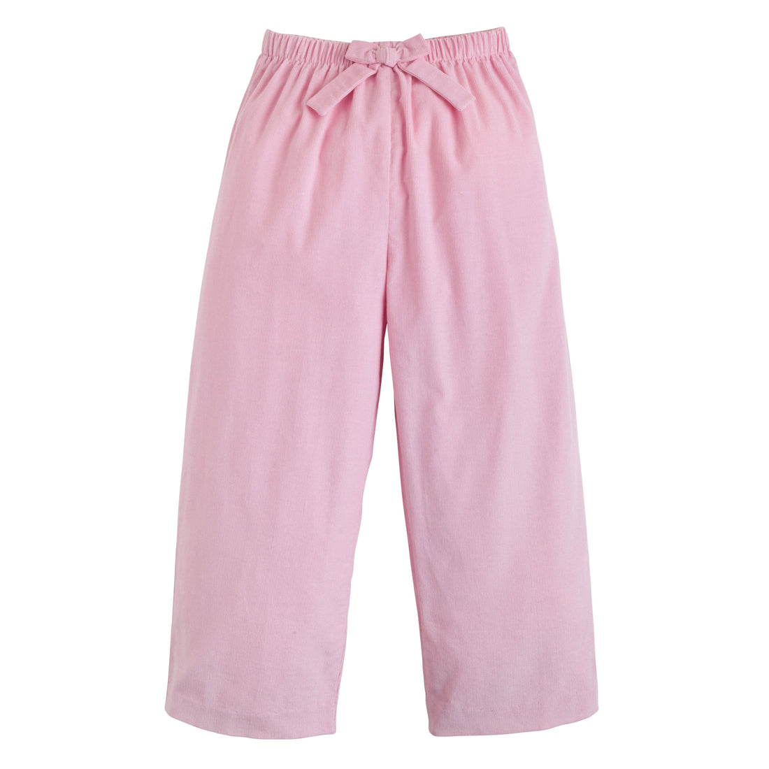 Little English classic kids clothes, light pink corduroy pant with elastic waist and fixed bow in the center for girls for fall