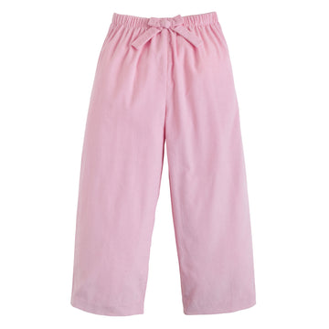 Little English classic kids clothes, light pink corduroy pant with elastic waist and fixed bow in the center for girls for fall