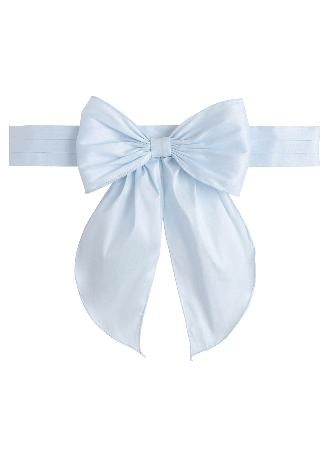 Little English flower girl dress sash, light blue fixed bow sash with adjustable closure