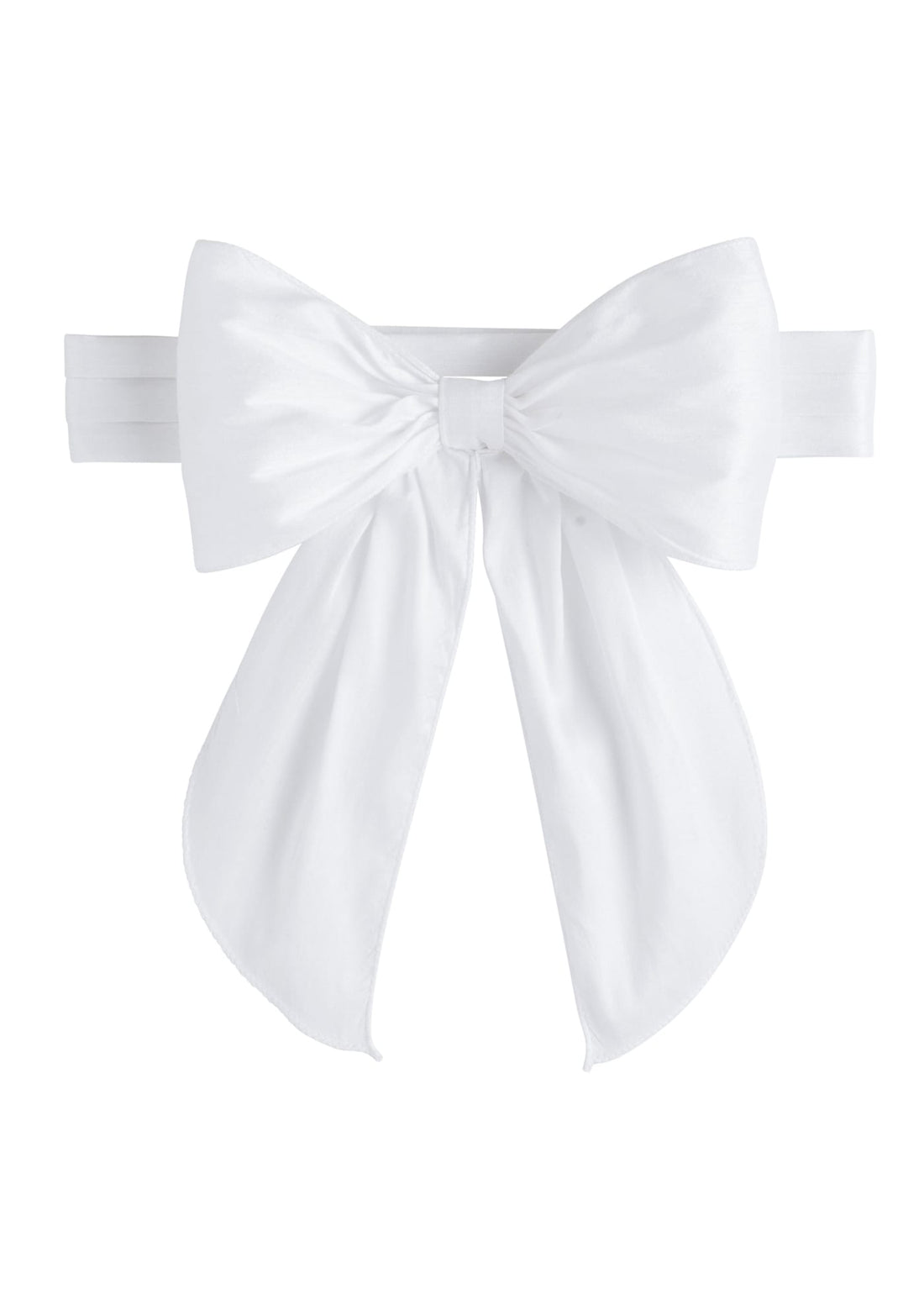Little English traditional kids clothing, flower girl dress sash, white fixed bow sash with adjustable closure