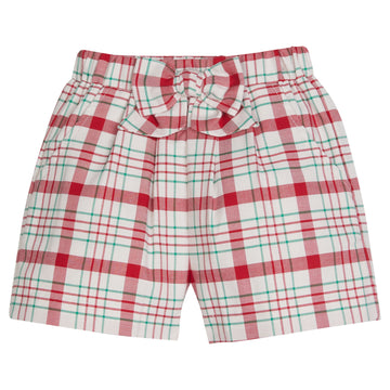 Little English girl's plaid shorts with elastic waistband for the holidays