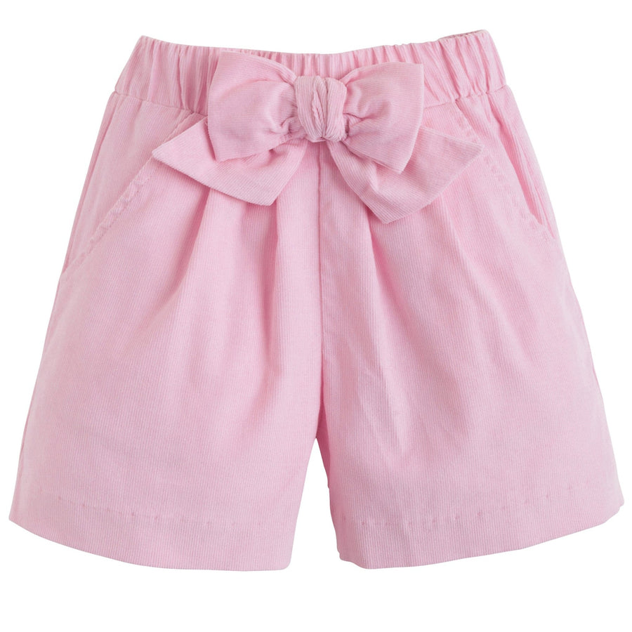 little english classic childrens clothing girls light pink corduroy shorts with bow in the front