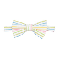 Little English traditional children's clothing.  Rainbow stripe seersucker bow tie for boys.