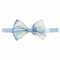 Little English X Luciana Emilia capsule collection bow tie for boys.  Special Occasion accessory in 100% silk blue check