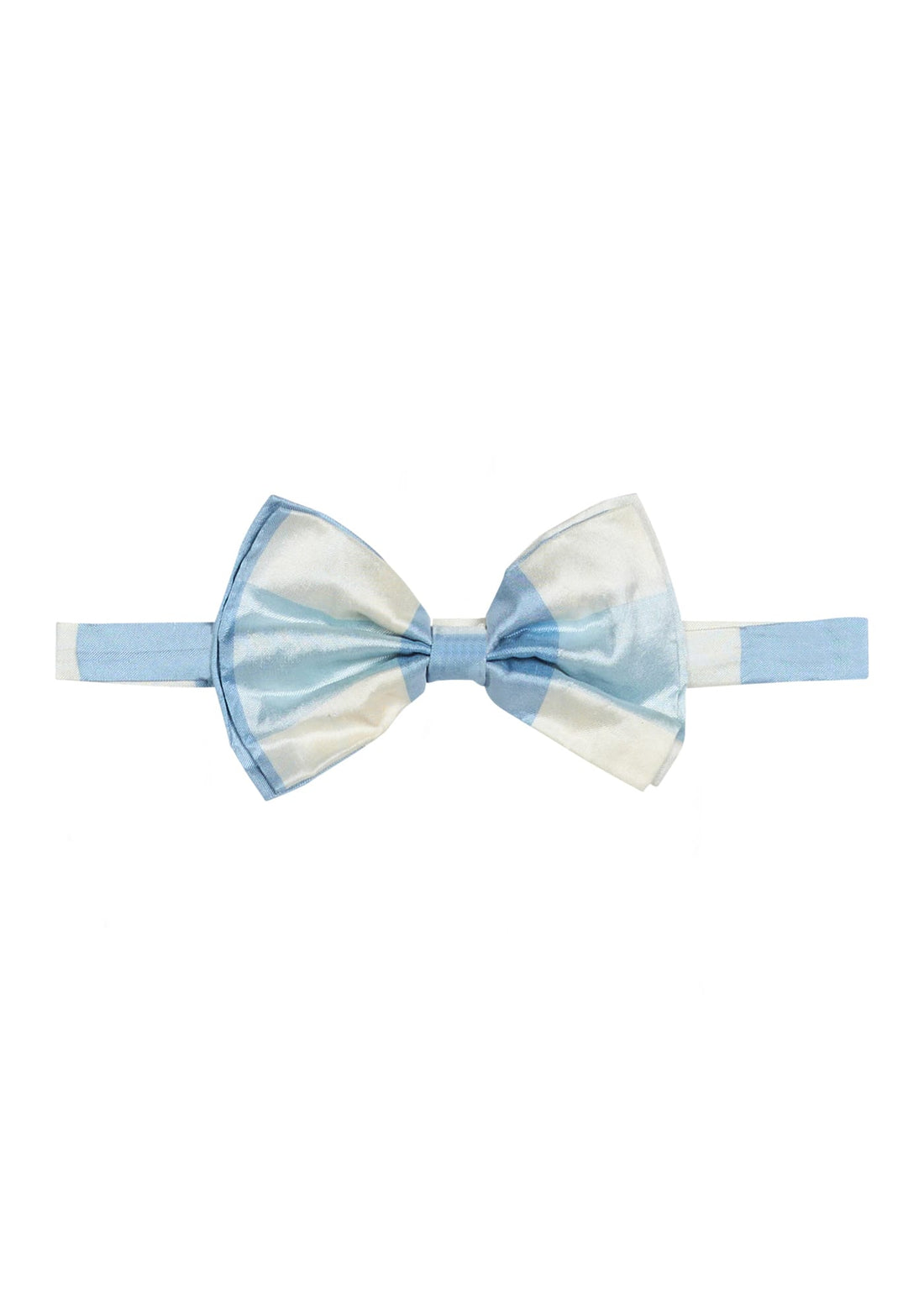 Little English X Luciana Emilia capsule collection bow tie for boys.  Special Occasion accessory in 100% silk blue check
