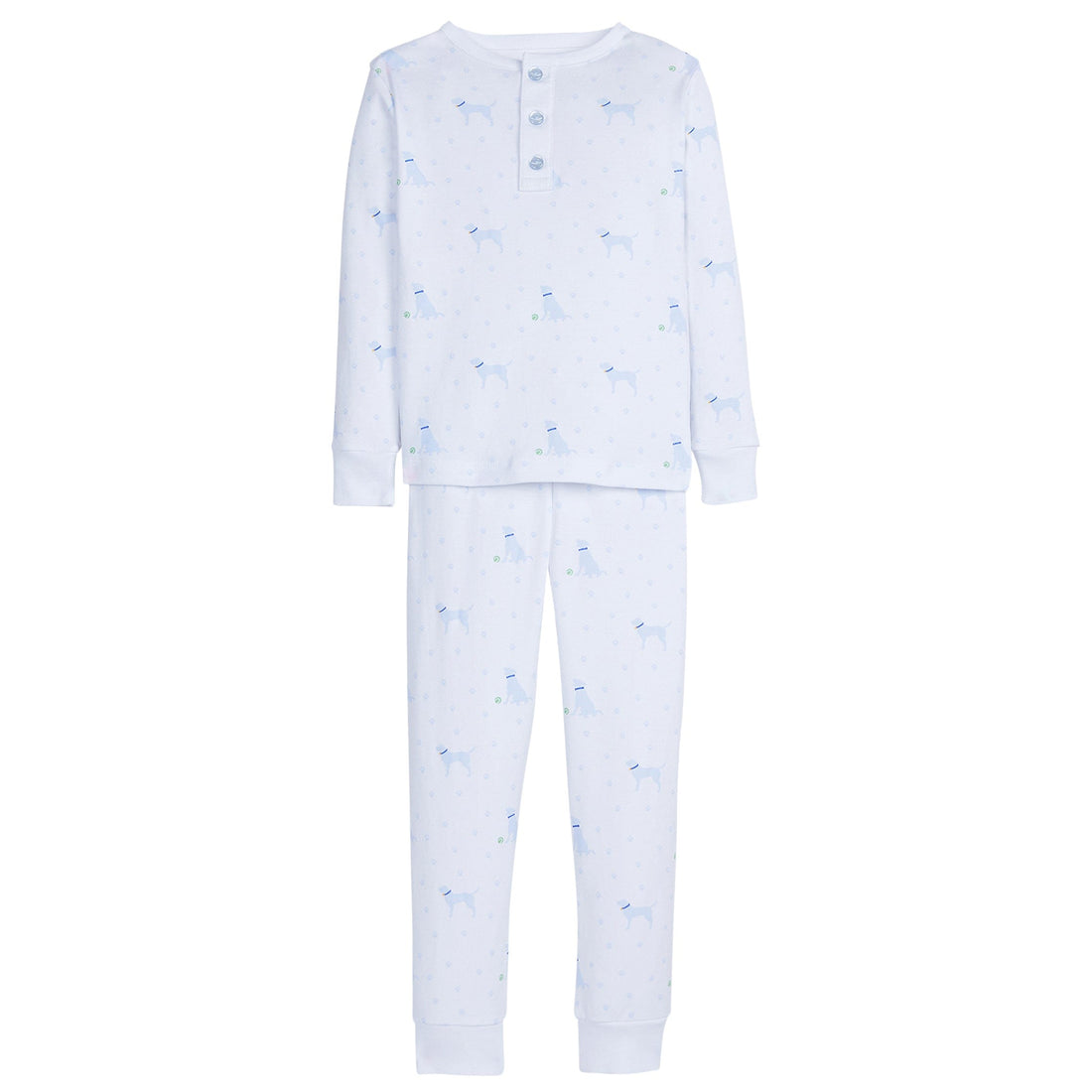 little english classic childrens clothing boys long sleeved jammies with blue lab motif