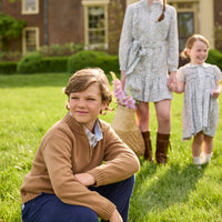 little english classic children's clothing boys chestnut brown quarter zip sweater for fall 