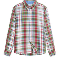 Little English, classic childrens clothing boys button down shirt in green and red plaid