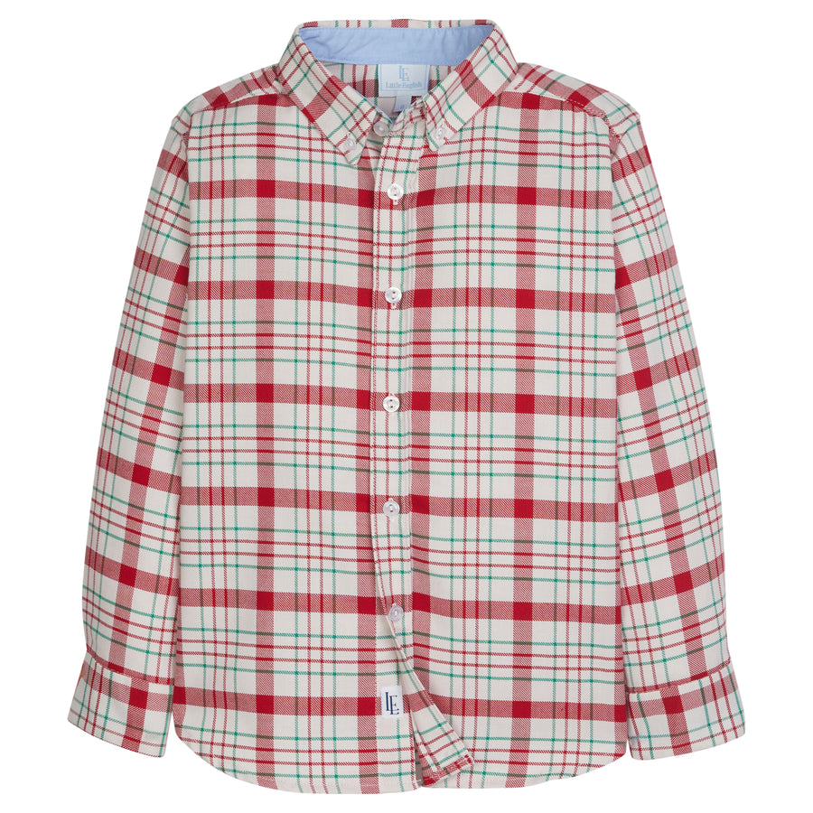 Little English boy's holiday plaid button down, classic children's clothing