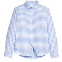 Little English traditional children's clothing.  Blue Mayfair Gingham button down shirt for boys