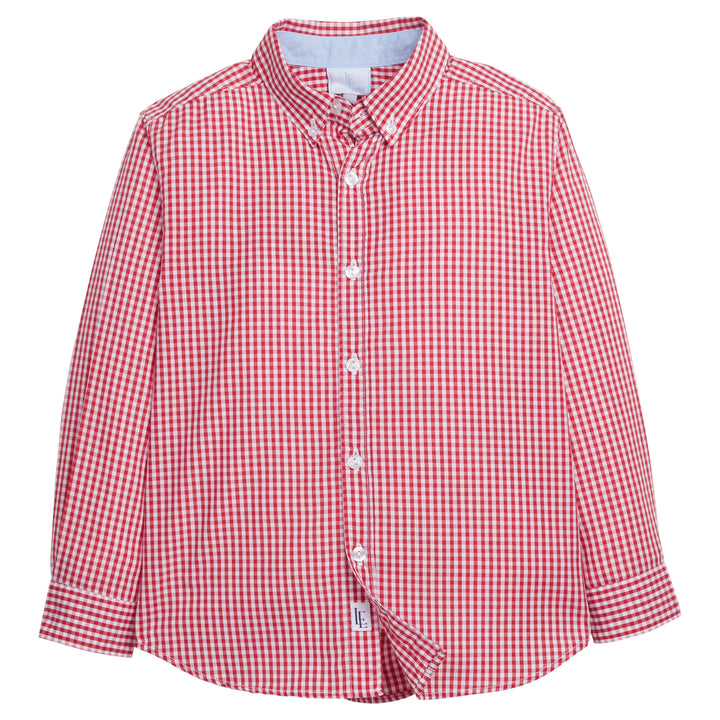 little english classic childrens clothing boys red gingham button down shirt