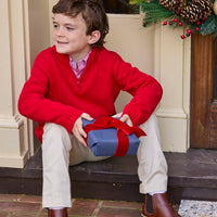little english classic childrens clothing, boys red quarter zip sweater