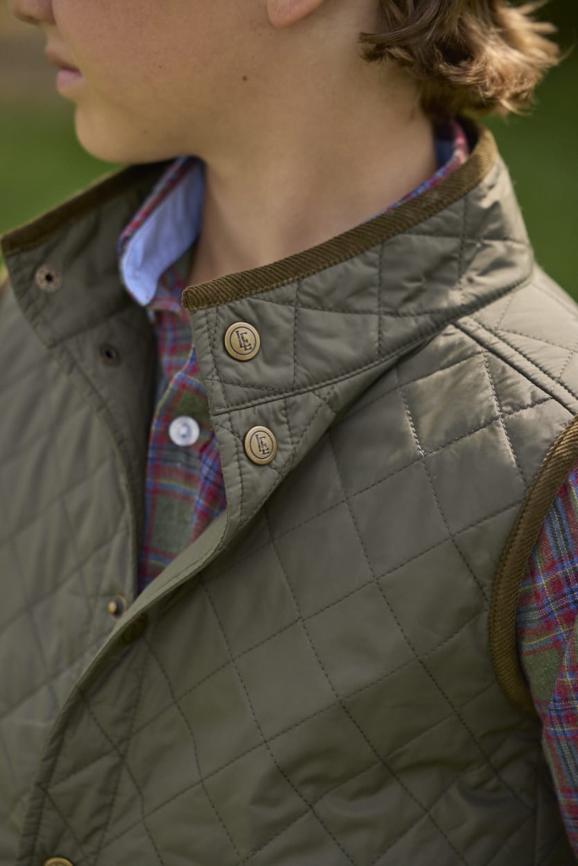 Childs Classic Quilted Vest in Olive | Little English