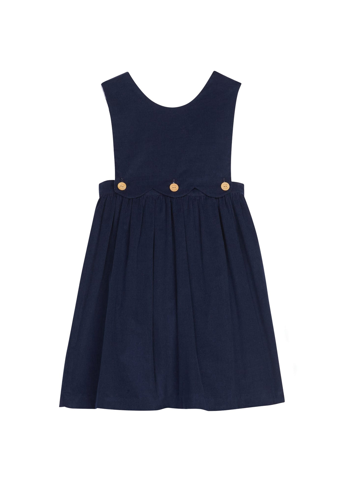 Little English traditional clothing, button panel jumper in navy corduroy for little girl 