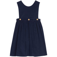 Little English traditional clothing, button panel jumper in navy corduroy for little girl 