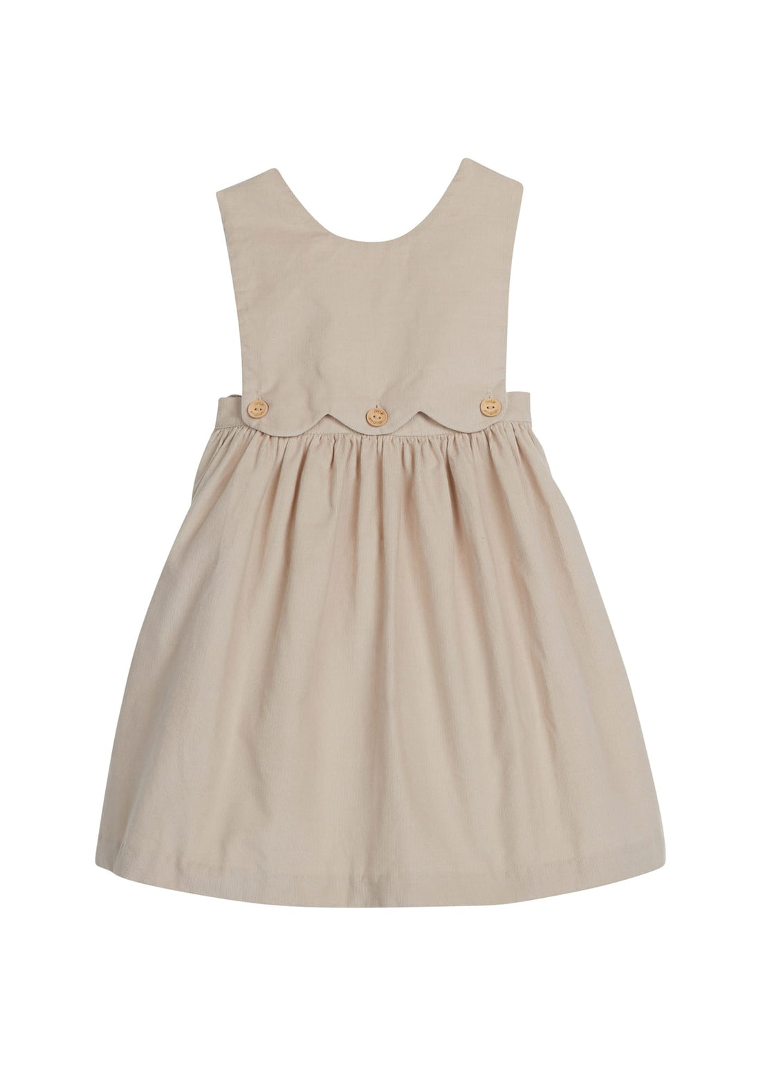 Little English traditional clothing, button panel jumper in stone corduroy for little girl 