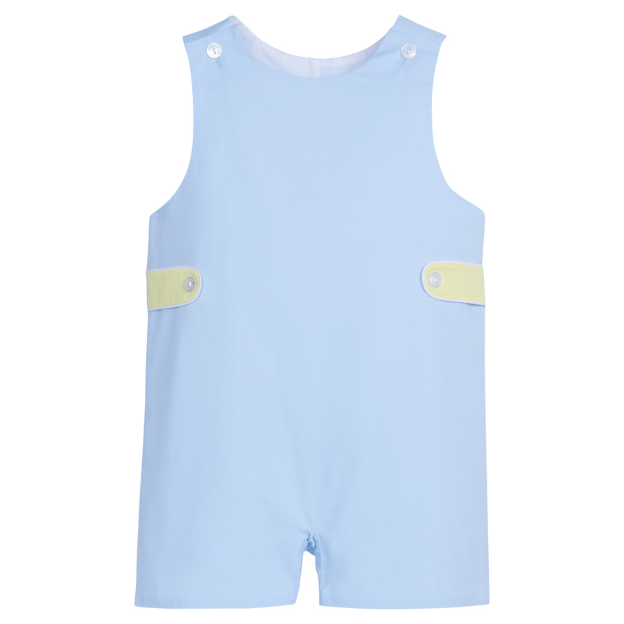 Little English traditional children’s clothing, boy's woven blue and yellow color block john john for Spring
