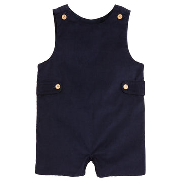 Little English classic kids clothing, boy's navy corduroy button tab john john
