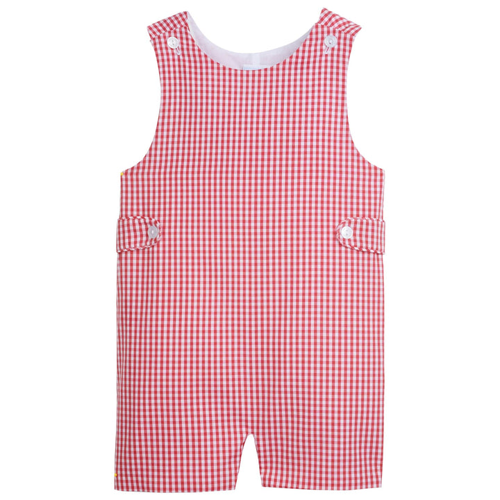 little english classic childrens clothing boys red gingham john john with button tabs at side