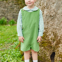 Little English classic boy's watercress green corduroy button tab john john, traditional children's clothing