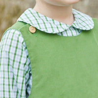 Little English classic boy's watercress green corduroy button tab john john, traditional children's clothing