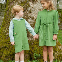 Little English classic boy's watercress green corduroy button tab john john, traditional children's clothing