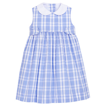 Little English traditional children's clothing.  Classic dress for Spring.  Blue and white plaid dress with peter pan collar for little girls.