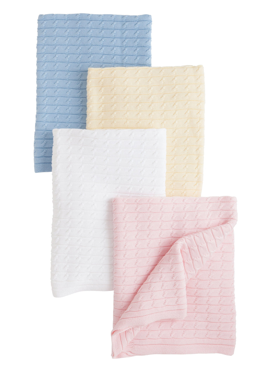 Little English classic cable knit blankets for babies