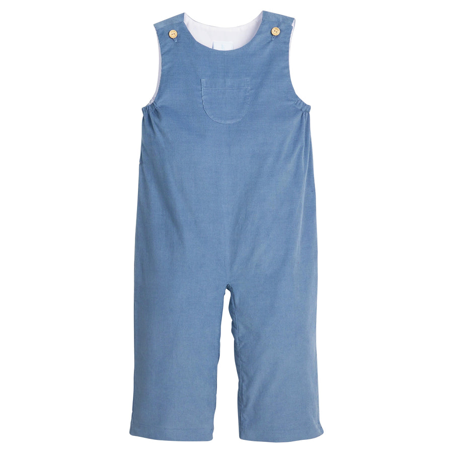 little english classic children's clothes, campbell overall in greyish blue corduroy for toddler boys for fall 