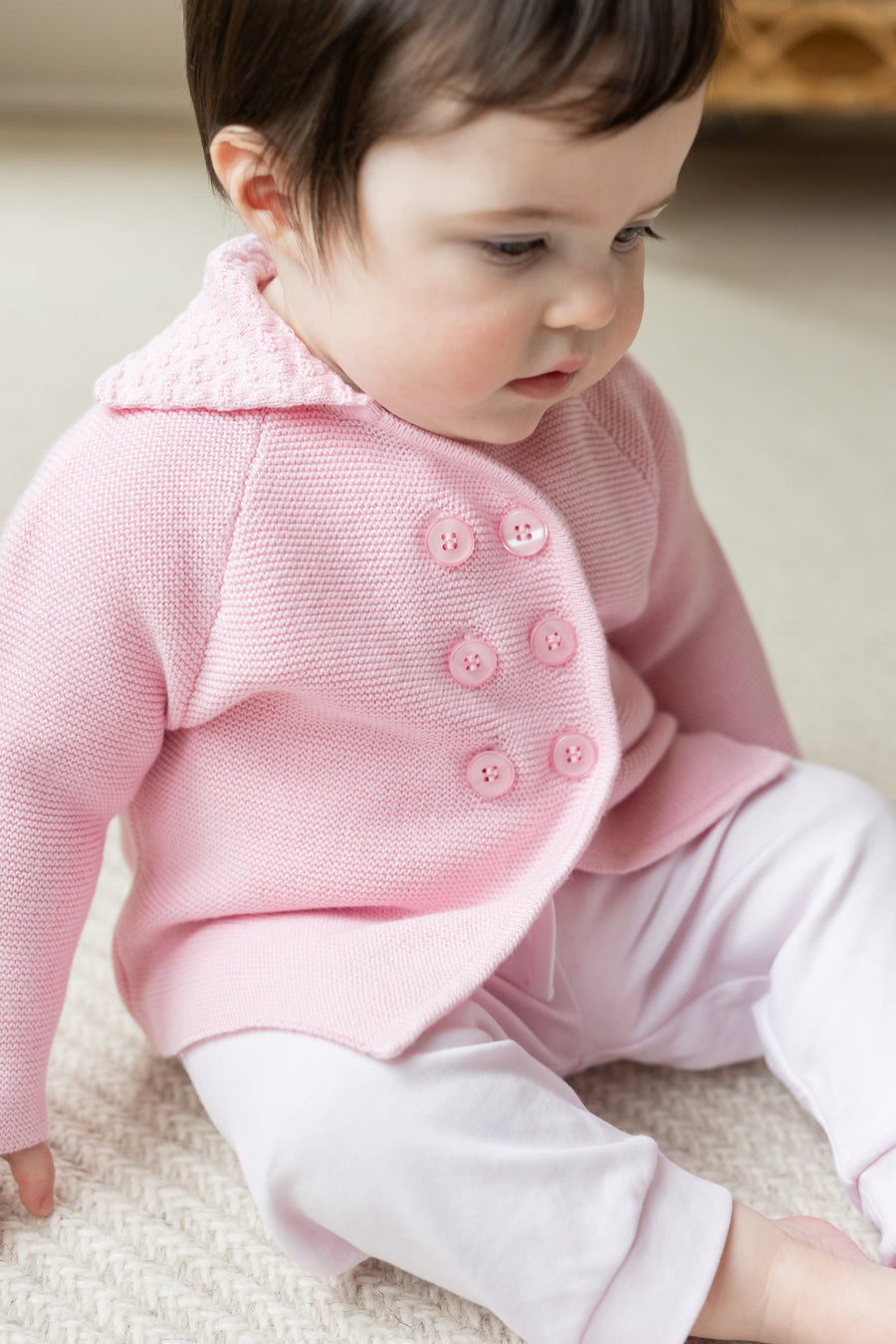 classic childrens clothing girls knit peacoat in light pink