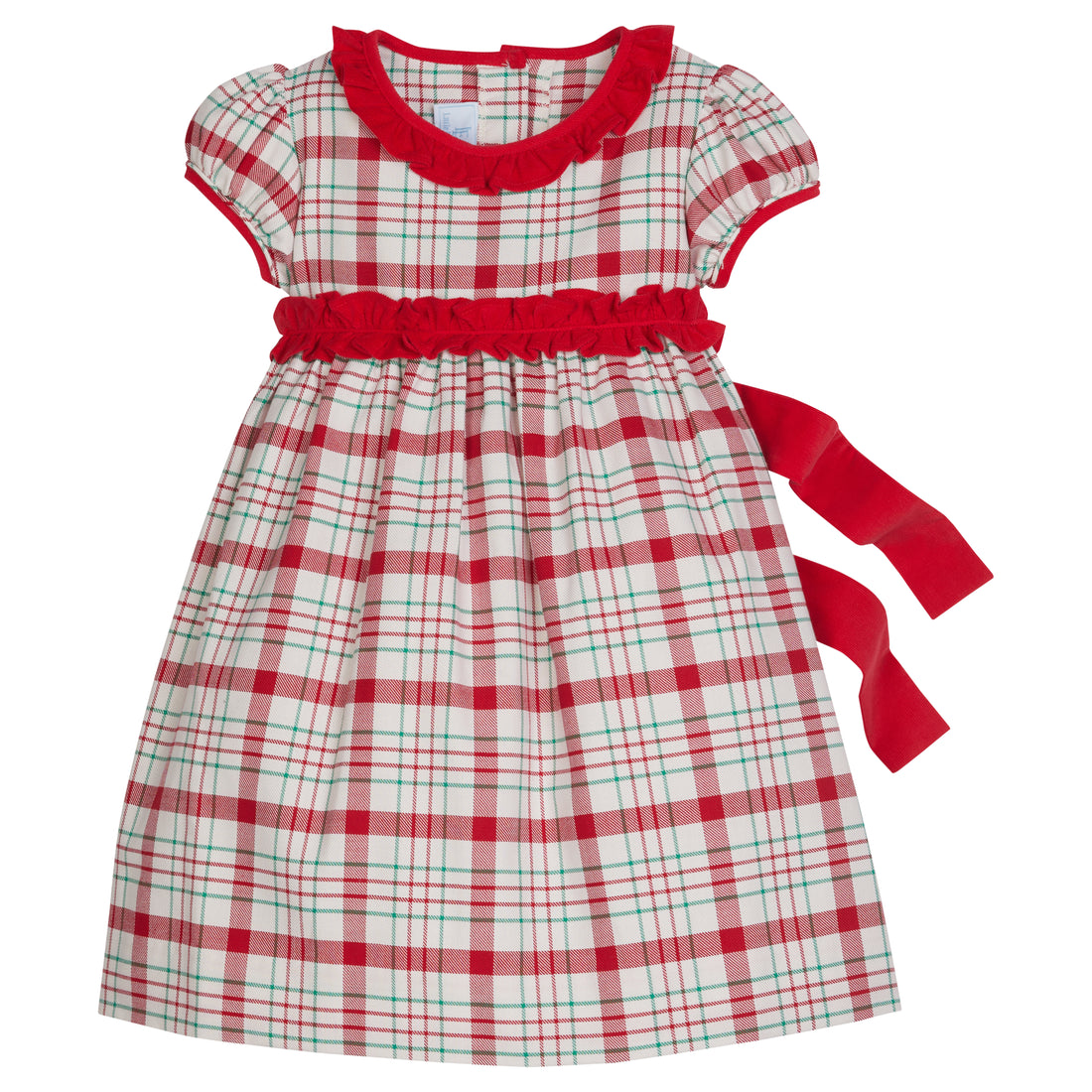 Little English traditional holiday dress for girls, red corduroy and plaid dress with sash for toddler girls, classic holiday dress