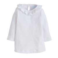 little english classic childrens clothing, girls white blouse with ruffle collar