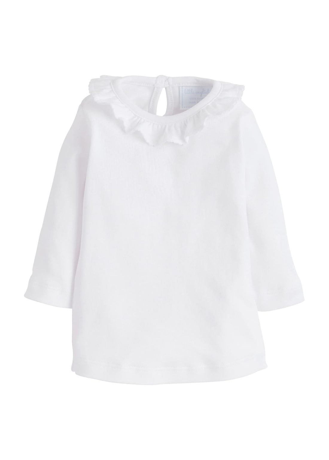little english classic childrens clothing, girls white blouse with ruffle collar