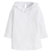 little english classic childrens clothing, girls white blouse with ruffle collar