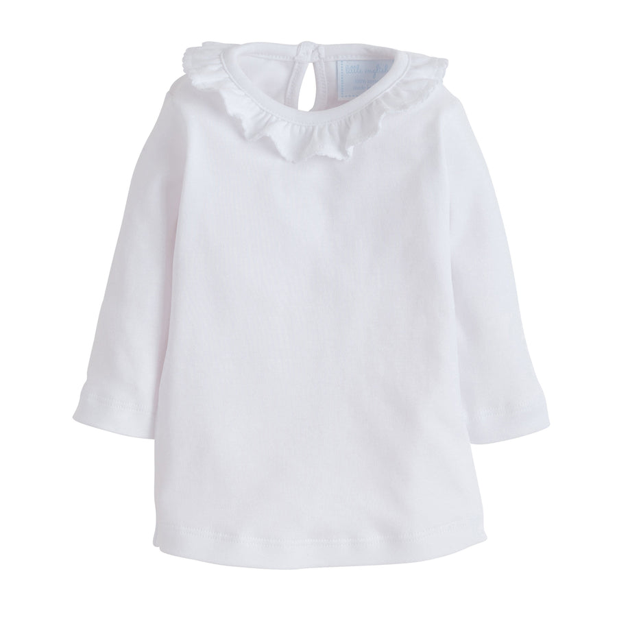 little english classic childrens clothing, girls white blouse with ruffle collar