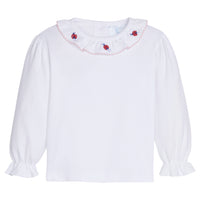 Little English classic girl's knit top for fall with lady bug embroideries