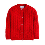 little english classic unisex red cashmere blend cardigan