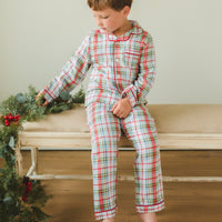 Little English traditional children's pajamas, christmas plaid pajama set for boys