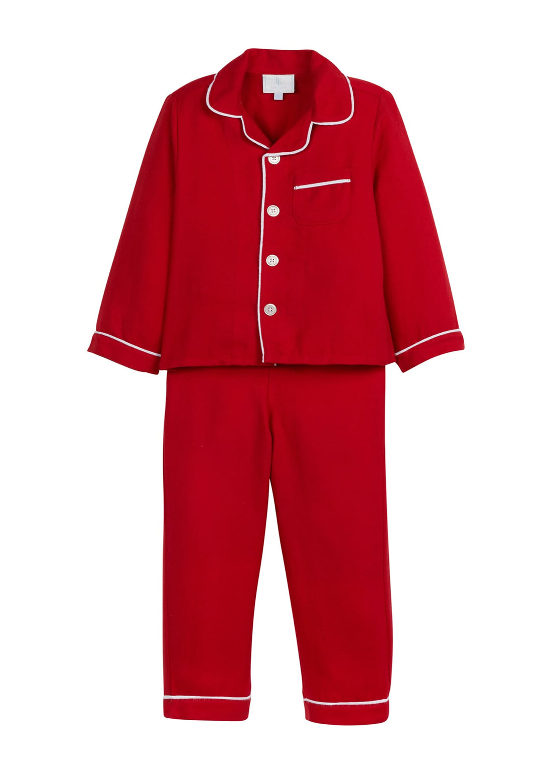 Little English classic flannel style pajama set, kids traditional christmas jammies in red