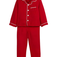 Little English classic flannel style pajama set, kids traditional christmas jammies in red