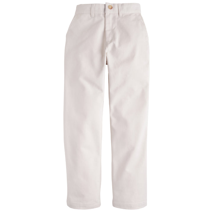 Little English classic pant for boys, faux button closure with zipper and interior elastic adjuster, khaki twill pant with belt loops for older boys