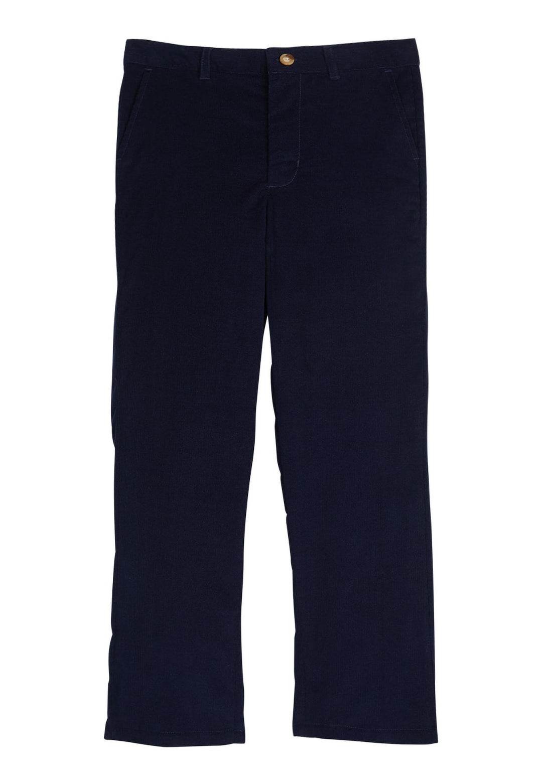 Little English classic childrens clothing tween boy navy corduroy pant with hook and loop waistband
