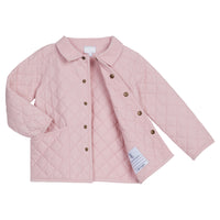 Little English classic children's clothing girls light pink quilted jacket with corduroy details 