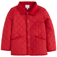 little english classic childrens clothing unisex button snap quilted jacket in red