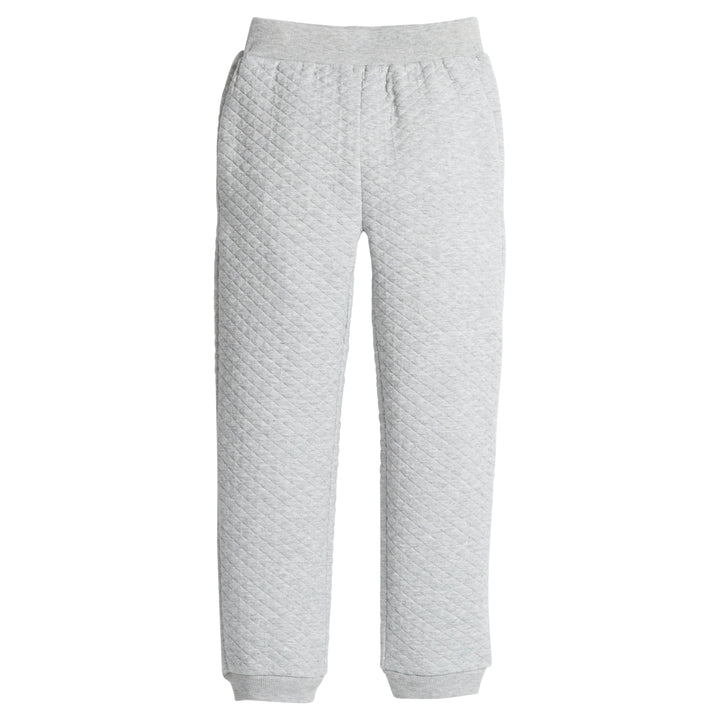 little english classic children's clothing,  unisex quilted jogger pant in light gray