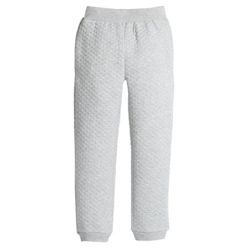 little english classic children's clothing,  unisex quilted jogger pant in light gray